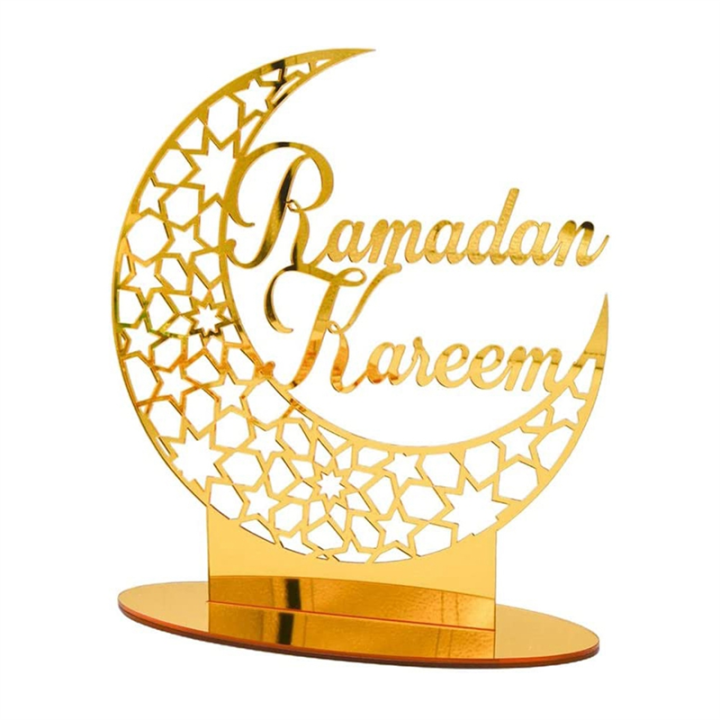 1pcs Acrylic Eid Mubarak Table Decoration, Ramadan Moon Night Light