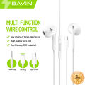BAVIN  HiFi Wired Earphone Stereo Audio Sounds Built-In Microphone Universal For Type-C Pin. 