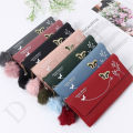 New Fashionable Butterfly Designer Women Girls Ladies Long Wallets Pure Color Wool Ball Bow Clutch Bag Card Bag Money Purse PU Leather Wallets. 