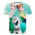 New Summer Frozen 2 T Shirt Anna Elsa Girl 3D Digital Printing Clothing Tops Frozen Snow Queen Anna Elsa Cartoon Print Shirts. 