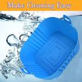 Air Fryer Silicone Pot, 8.5Inch Reusable Air Fryer Liners Square Air Fryer Accessories, Silicone (2 x Blue). 
