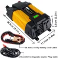 KOGEEK Modified Sine Wave Inverter High Frequency 6000W Peak Power Inverter DC 12V to AC 220V Converter Car Power Charger Inverter with 2.1A Dual USB Port Batte-ry Clips LED Batte-ry Capacity Display. 