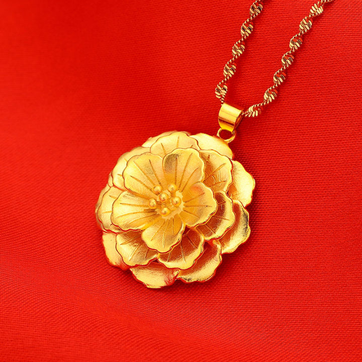 24K Gold Jewelry Gold accessories Matte Big Flower Pendant Women's Pendant Accessories