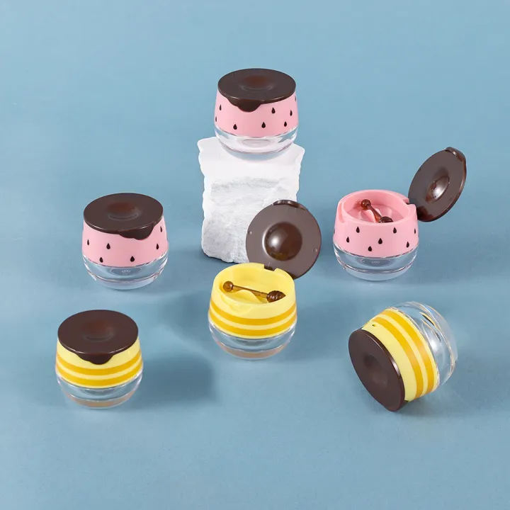 3pcs%206g%20Pink/Yellow%20Empty%20Plastic%20Lip%20Mask%20Jars%20Small%20Spoon%20With%20Honey%20Lip%20Balm%20Cans%20Bead%20Containers%20Lipstick%20Makeup%20Containers%20-%20Image%204