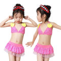 Yfashion 2 Pieces Girls Cotton Split Swimsuit Multi-color Sweet Cute Bikini Swimwear For 0-2 Years Old Kids. 