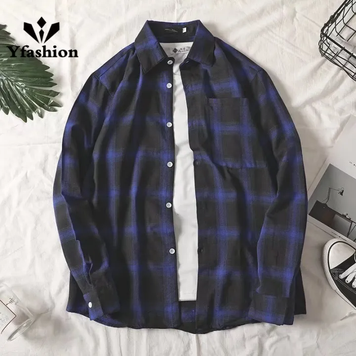 Yfashion%20Men%20Cotton%20Plaid%20Printing%20Shirt%20Fashionable%20Simple%20Large%20Size%20Casual%20Loose%20T-shirt%20Long%20Sleeves%20Cardigan%20Tops%20-%20Image%209