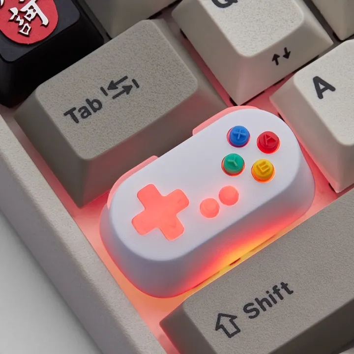 Holyoops%20Gamepad%20Controller%20Capslock%20Artisan%20Keycap%20CNC%20anodized%20aluminum%20Compatible%20Cherry%20MX%20switches%20white%20pink%20cyan%20yellow%20-%20Image%205