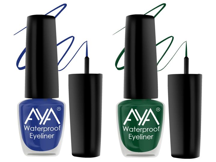 AYA 24 Hrs Long Lasting & Waterproof Eyeliner, Set of 2, (Blue and Green) | Smudge Proof, Transfer Proof Eye Liner for Eye Makeup |