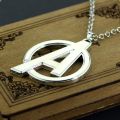 【IKE】Marvel Superhero Organization The Avengers Necklace Avengers Logo Letter A Pendant Necklaces Simple Silver Color Jewelry. 