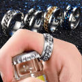 Cool Punk Stainless Steel Rings Rotatable Bottle Opener Spinner Chains, Gothic Style for Men and Women. 