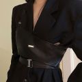 Bandage Dress Artifact Niche Design Fashionable Leather Vest Women's All-Match Simple Outer Wear Internet Celebrity Shoulder Vest Top. 