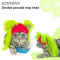 Light Pet Hat Adorable Winter Pet Hat with Funny Fake Hair Ponytail for Warmth Style Perfect for Dogs Cats in Asia. 