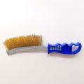 SALI Wire Brush for Cleaning Rust Removal Heavy Duty Brass Brush Tool 11" Long Handle with Plastic Handle, for Automotive, Grill, Paint, Welding Slag & Household More and Thicker Bristles. 