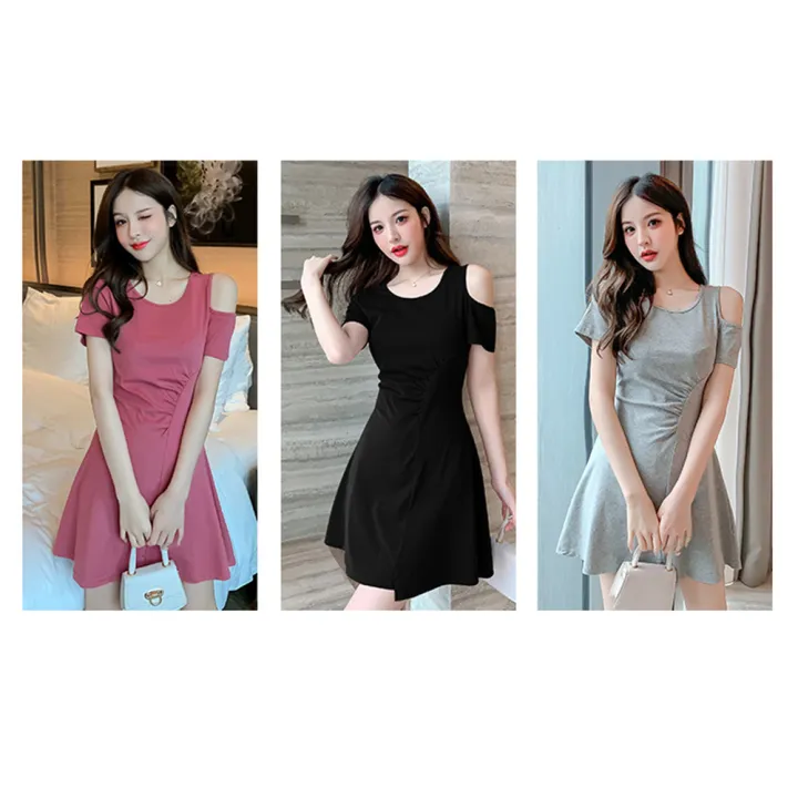 Yfashion%20Women%20High%20Waist%20Dress%20Fashion%20Short%20Sleeves%20Waist-in%20A-line%20Skirt%20Sweet%20Solid%20Color%20Short%20Dress%20color%20-%20Image%208