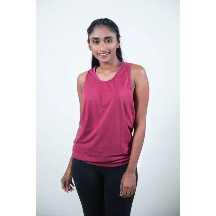 Moffi Essentials - Women's Skinny - Maroon Racer Back Tank Top