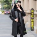 Fur Coat Leather Coat Genuine Leather Long Men's Velvet Integrated Imported Haining Thickened Lapel Mid-Length Fur 》. 