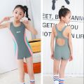 Children's Swimsuit Girl's Swimsuit One-Piece Professional Student Swimwear Medium and Large Children's Professional Sports Boxer Children's Swimwear. 