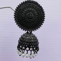 Black color Vintage Bell Tassel Earring Indian Jhumki Earrings with White Pearl Jewelry Bollywood Antique Traditional Jhumki Earrings. 