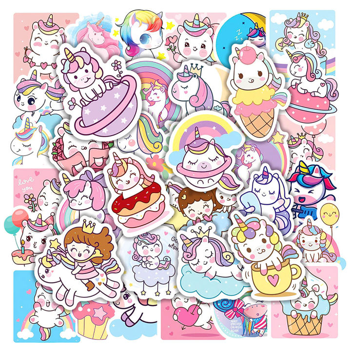20/40/60pcs%20Unicorn%20Stickers%20Cute%20Rainbow%20Colorful%20Unicorn%20Animal%20Stickers%20for%20Laptop%20Scrapbook%20Journal%20Kids%20Girls%20Boys%20Stickers%20-%20Image%203
