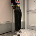Yfashion Men Pants Solid Color Zipper Button Closure Placket Loose Straight-leg Casual Drape Trousers color. 