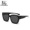LouisWill Sunglasses Foldable Myopia Glasses Cover TAC Polarized Sunglasses  Folding Fit Over Glasses Men Women UV400 Wear Over Glasses Anti-Glare Cover Over Sun Glasses for Outdoor Travel Driving. 