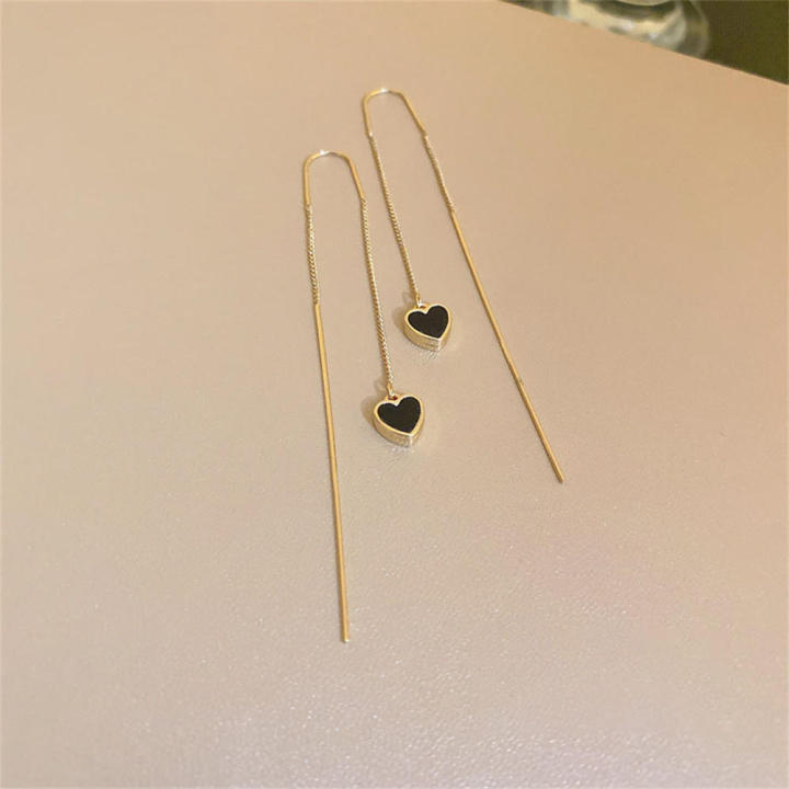 Black%20heart%20earrings%20Stylish%20Heart%20shaped%20Square%20shaped%20Long%20hanging%20earrings%20Ear%20wire%20Black%20color%20Ear%20wire%20piercing%20earrings%20for%20Party%20Evening%20events%20Daily%20wear%20Gift%20for%20women%20Formal%20occasions%20-%20Image%202