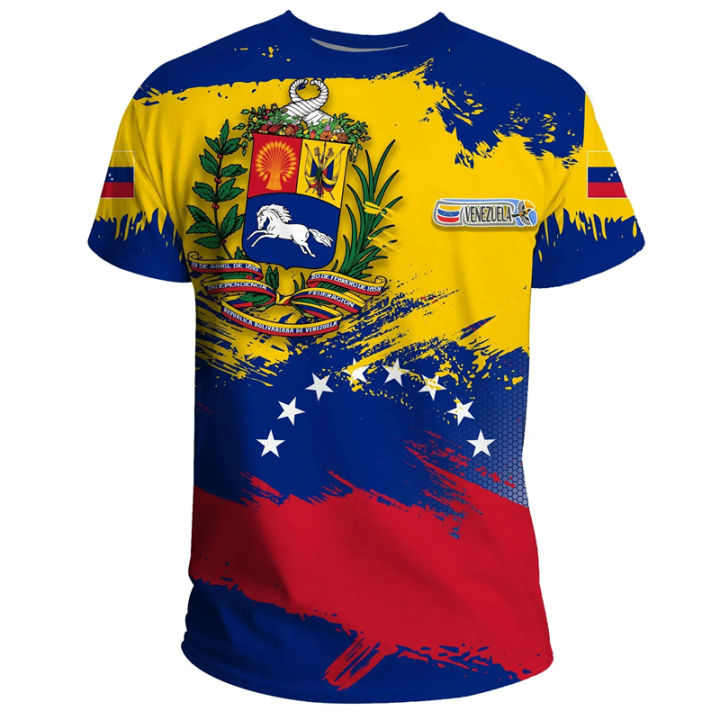 Fashion Men's T-shirt Venezuela Flag Print TShirt Men Clothing Oversized Short Sleeve Casual Streetwear Blouse Male y2k clothes