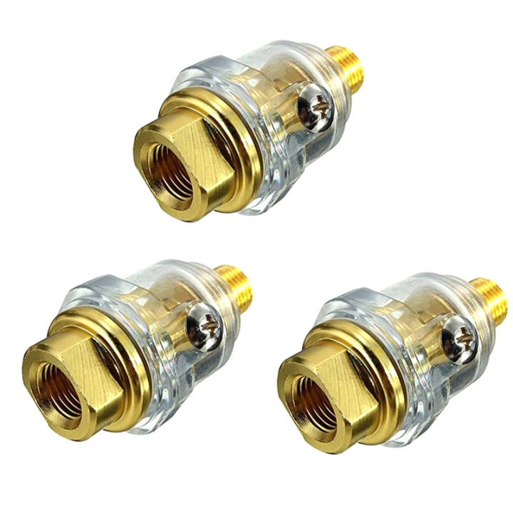 3Pcs Mini Oiler Pneumatic Tool Spare Parts Accessories 1/4inch NPT Oiler Oil Lubricator for Air Compression Air Tool Oiler -Yellow
