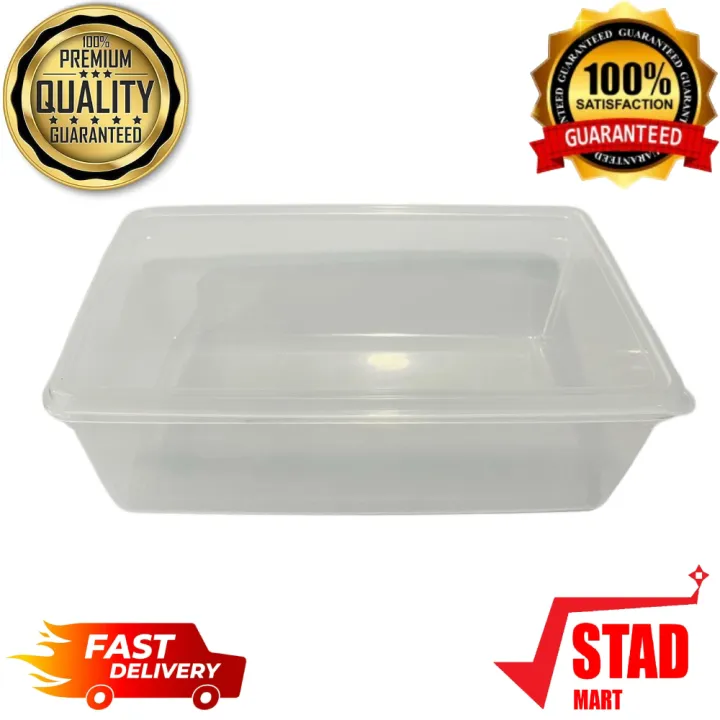 1Pc Rectangular Clear plastic food storage container with lid (double ...
