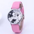 Disney Mickey Women Watches for Girls Black Leather Strap ultrathin Ladies Watch Quartz Clock Wrist Relogio Feminino. 