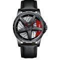Binbond rotation wheel watch for man spinning rim hub quartz wristwatch male full black stainless steel Reloj rotating skeleton dial clock. 