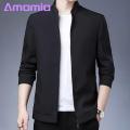 Men Coat Stylish Men's Slim Fit Jacket with Stand Collar Perfect for Business Casual Wear Zipper Closure Multiple Pockets Trendy Mid-aged Outwear Men Cold Weather Coat. 
