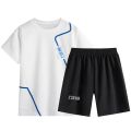 Boys' Summer Thin Quick-Drying Sports Suit Children's Short-Sleeved Shorts Loose-Fitting Casual round-Neck Handsome Running Suit. 