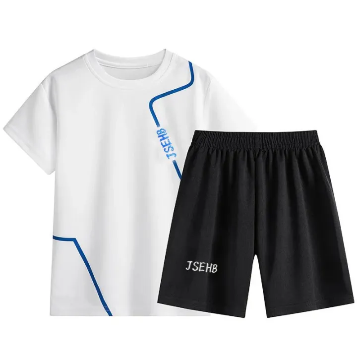 Boys'%20Summer%20Thin%20Quick-Drying%20Sports%20Suit%20Children's%20Short-Sleeved%20Shorts%20Loose-Fitting%20Casual%20round-Neck%20Handsome%20Running%20Suit%20-%20Image%205
