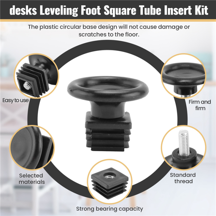 Leveling Foot Insert 10 Sets 45mm Base Dia Adjustable Leveling Foot 25mmx25mm Square Tube ...