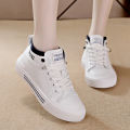 【ZIME】White Sneakers Shoes Women Korean Style Leather Casual High Tops Shoes  New  Lace Up Ladies Comfort Rubber Sports Shoes Fashion Shoes For Women On Sale. 