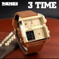 SKMEI Sports Leather Quartz Large Dial Waterproof Watches for Men 1391. 