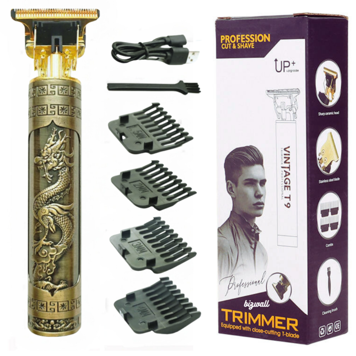 Vintage T9 Hair Cutting Machine Hair Clipper Professional Cutter Trimmer for Men Cordless Beard Trimmer USB for Barber Dragon