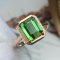 【ZIME】A406 Tourmaline Ring Fine Jewelry Solid   Nature Green Tourmaline Gemstones 2.7ct Diamonds Rings for Women Fine Present. 