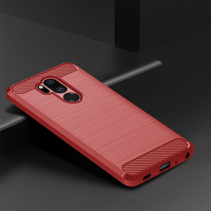 LG G7 ThinQ Smart Phone Case Protective Cover Brushed Simple and Stylish Carbon Fiber Pattern Silicone anti-fall Soft Shell