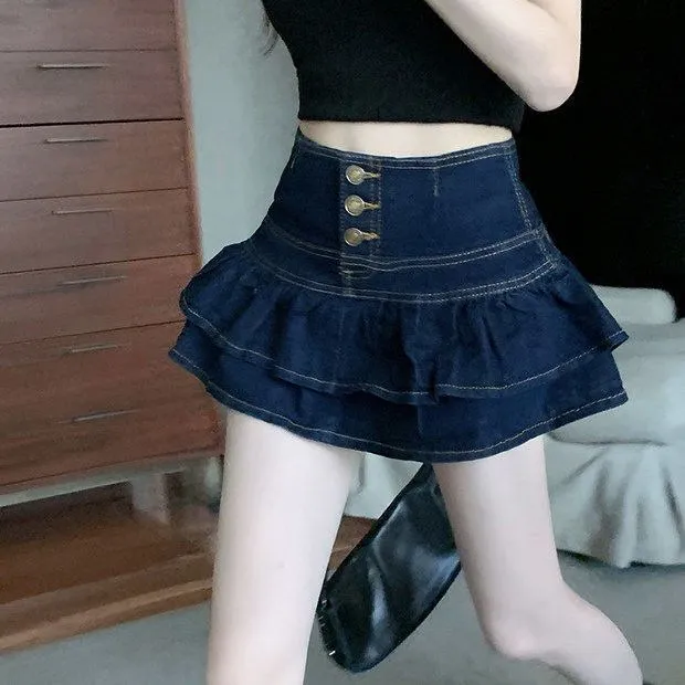 Hot%20Girl%20Ruffled%20Denim%20Skirt%20Women's%20Summer%20New%20Korean%20Style%20Breasted%20High%20Waist%20Slimming%20Anti-Emptied%20Miniskirt%20-%20Image%208
