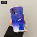 AnDyH Phone case For infinix Hot 11S X6812 X6812B Case 3D Letters Bear Cute Cartoon Design Camera Protection Premium Gradient Soft Silicone Shockproof Casing Protective Back Cover Couple Cases. 