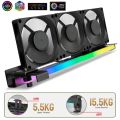 2 In 1 Rgb Gpu Holder With 3x80mm Fans Argb Horizontal Graphic Cards Bracket Video Support 5v3pin Radiator Cooling Fan. 