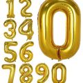 16" Foil Numbers Gold Balloon Numbers 0 - 9 Birthday Party. 