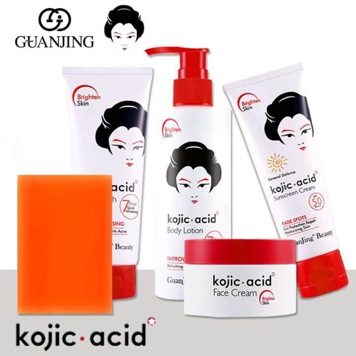 Kojic Acid Skin Care Set Skin Facial Wash Face Cream Sunscreen Soap