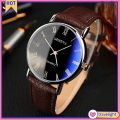 【ZOSR】Men Roman Numerals Blu-Ray Faux Leather Band Quartz Analog Business Wrist Watch. 