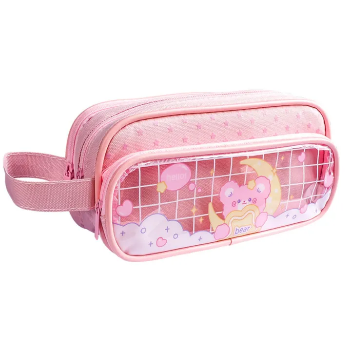 Zipper%20Pencil%20Pouch%20Girl's%20Pencil%20Case%20Three-layer%20Pencil%20Bag%20Transparent%20Pencil%20Case%20Large%20Capacity%20Pencil%20Pouch%20-%20Image%204