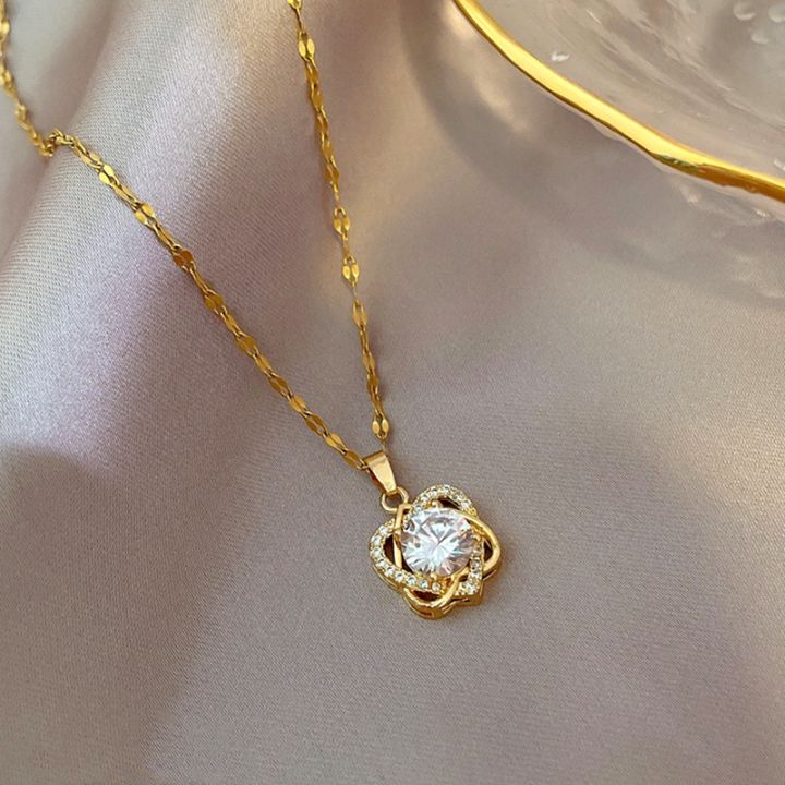 OYJR%20Kalung%20Titanium%20Anti%20Karat%20Original%20Stainless%20Steel%20Necklace%20For%20Women%20Gold%2018K%20Plated%20Choker%20Jewellery%20Accessories%20Butterfly%20Flower%20Pendant%20Birthday%20Gift%20for%20Girls%20-%20Image%205