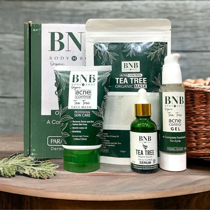 BNB Organic Tea Tree Acne Control Brightening Glow Facial Kit – 4 in 1 ...