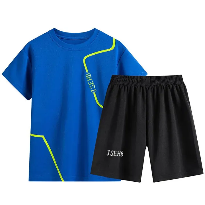 Boys'%20Summer%20Thin%20Quick-Drying%20Sports%20Suit%20Children's%20Short-Sleeved%20Shorts%20Loose-Fitting%20Casual%20round-Neck%20Handsome%20Running%20Suit%20-%20Image%204